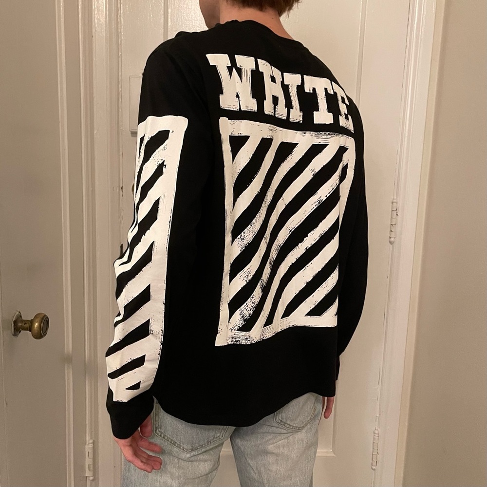 off white virgil abloh brushed diagonal long sleeve black t-shirt